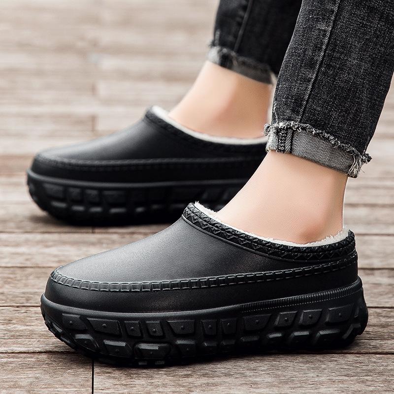 Мужские и женские хлопковые тапочки толстая подошва мужские зимние нескользящие бархатные теплые парные хлопковые туфли водонепроницаемые и увеличивающие рост хлопковые шлепанцы 36-37 2969₽