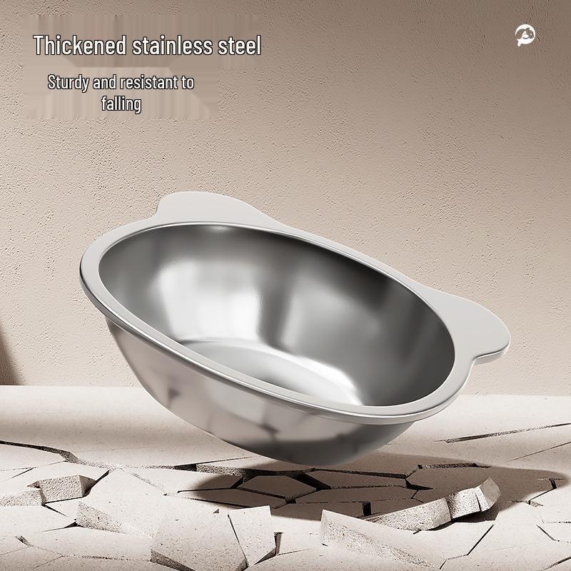 Stainless Steel Pet Bowl with Elevated Rack for Cats & Dogs - Anti-Neck Strain Design