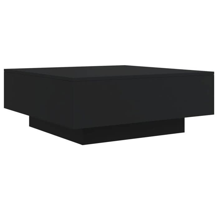 VidaXL Coffee Table with LED Lights, Side Table, End Table, Living Room Furniture, Modern, Black Wood 836589