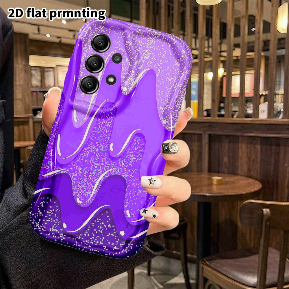 Phone case: 2D flat, suitable for Samsung Galaxy A34 A35 M05 M06 S20 S22 S21 FE Plus 5G protective case, purple flowing sand, perfect Christmas and Ha