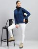 MONTE CARLO Womens Blue Solid V Neck Full Sleeves Cardigan