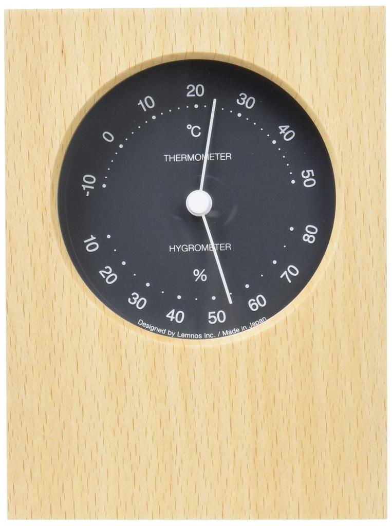 Lemnos Duo PTH10-23 GY Analog Thermo-Hygrometer with Natural Wood Grain, Gray
