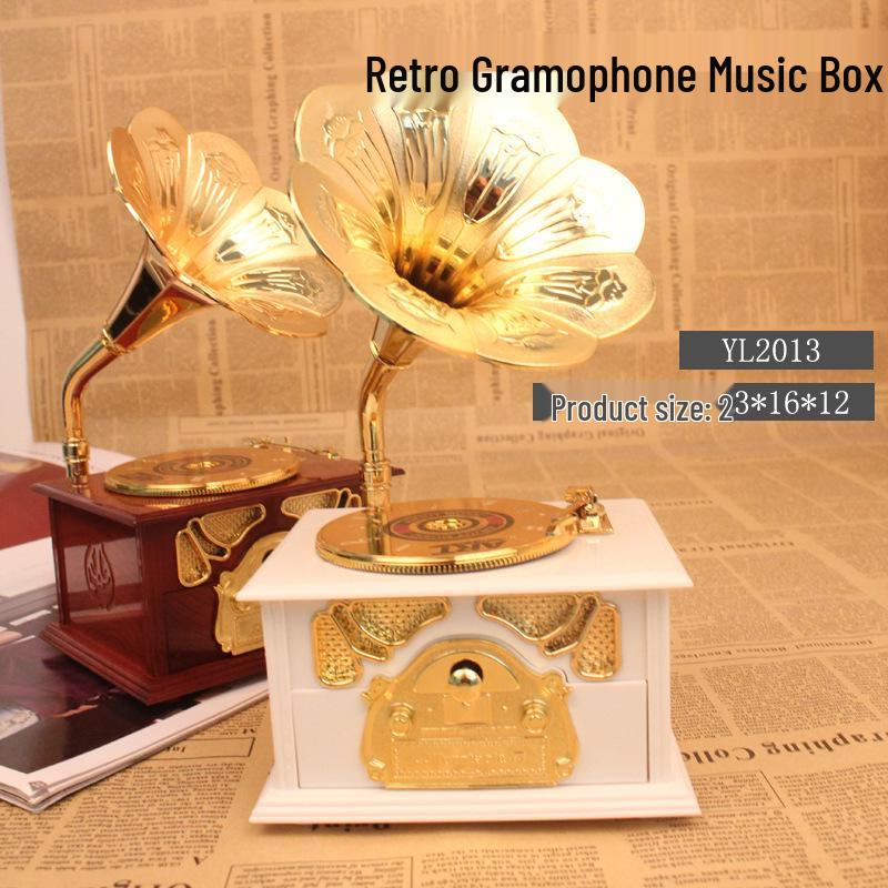 Mini tanzender Mann rotierende Spieluhr: Nähmaschine, Grammophon, Schreibmaschine Design