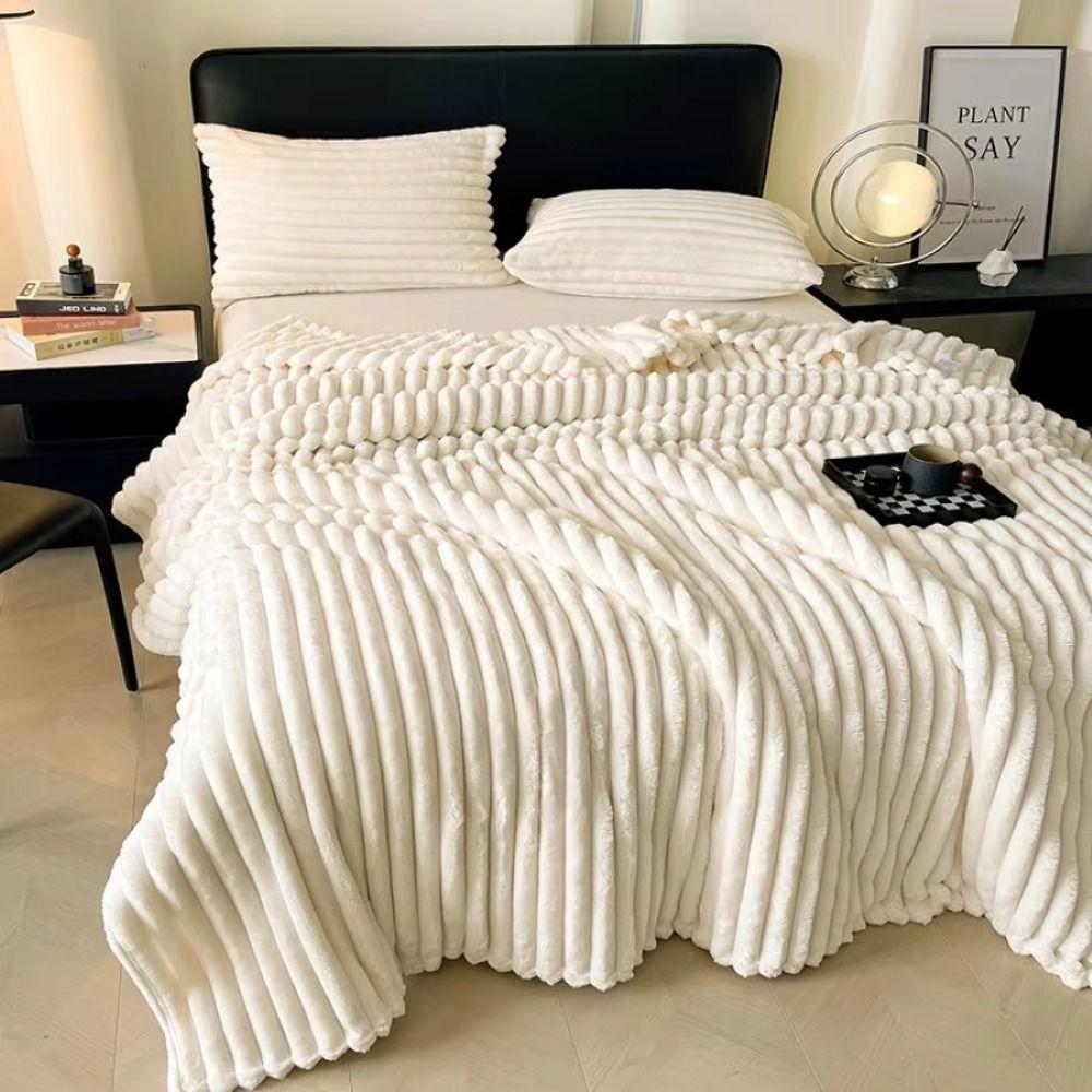 Plush Nap Blanket 200x150cm Bed Sheet Cover Blanket Simple Faux Rabbit Fur Blanket Living Room