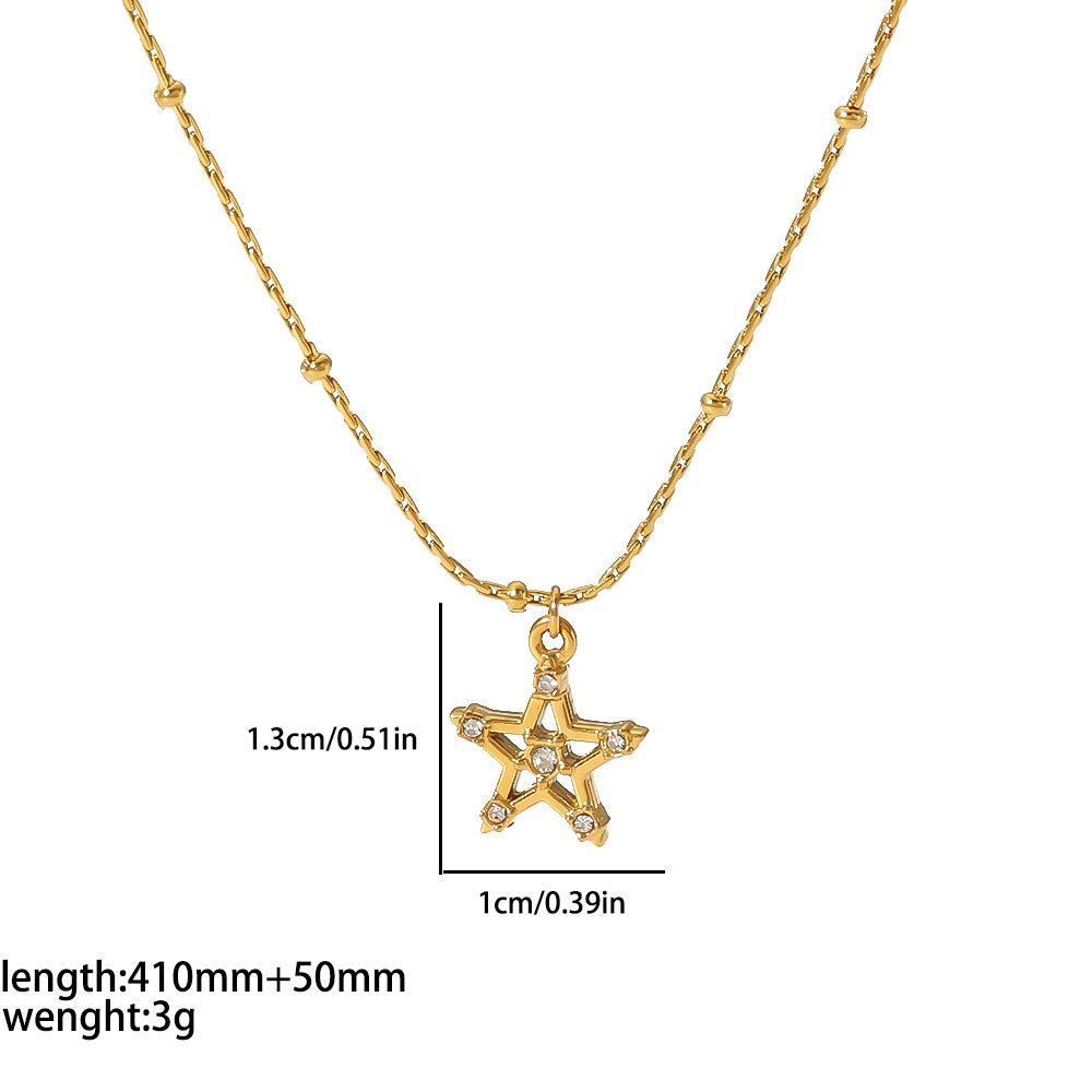 Fashion Style Diamond Star Moon Pendant Gold Plated Necklace Women s Fashion Diamond Stainless Steel Jewelry
