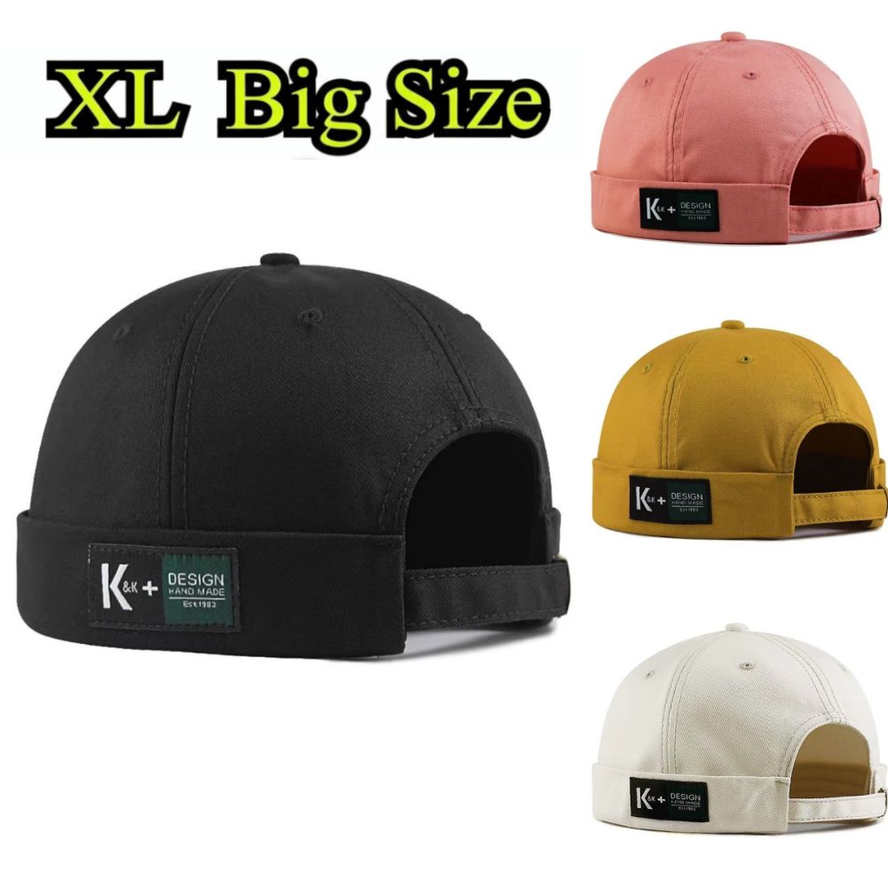 XL 62 Cap Big Head Hat Without Visor Docker Brimless Hats Vintage Beanie Hat for Men Women