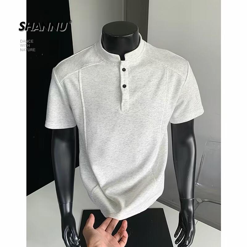 

SHANNU Men s Henley Collar Short Sleeve Polo T-Shirt XL