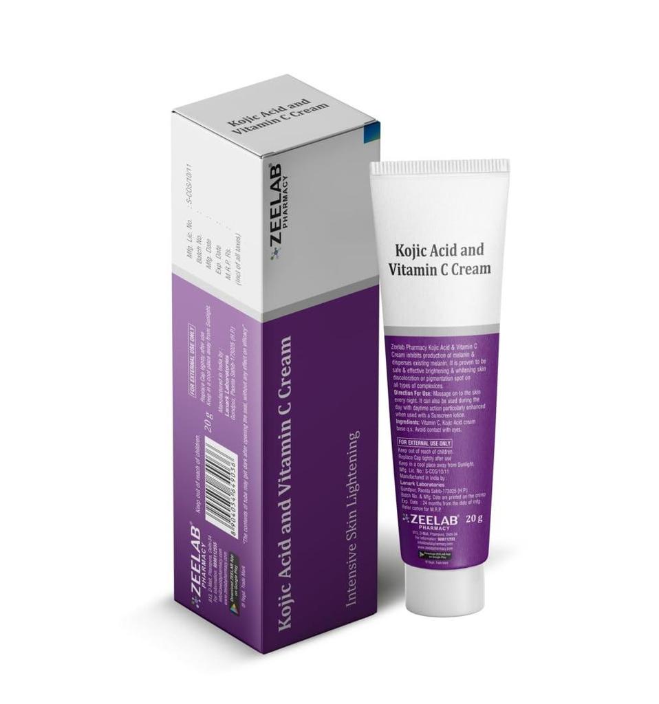 Crema de Ácido Kojico al 2% y Vitamina C 20g | Fórmula Avanzada para Pigmentación, Manchas Oscuras, Manchas de la Edad, Marcas de Acné y Tono de Piel Desigual