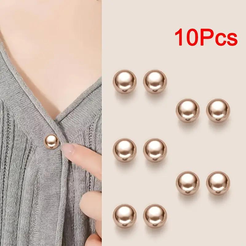 10 Pcs Imitation Pearl Button Brooch Prevent Accidental Exposure Buttons Brooch Pins Badge Cufflinks Button For Clothes Decor