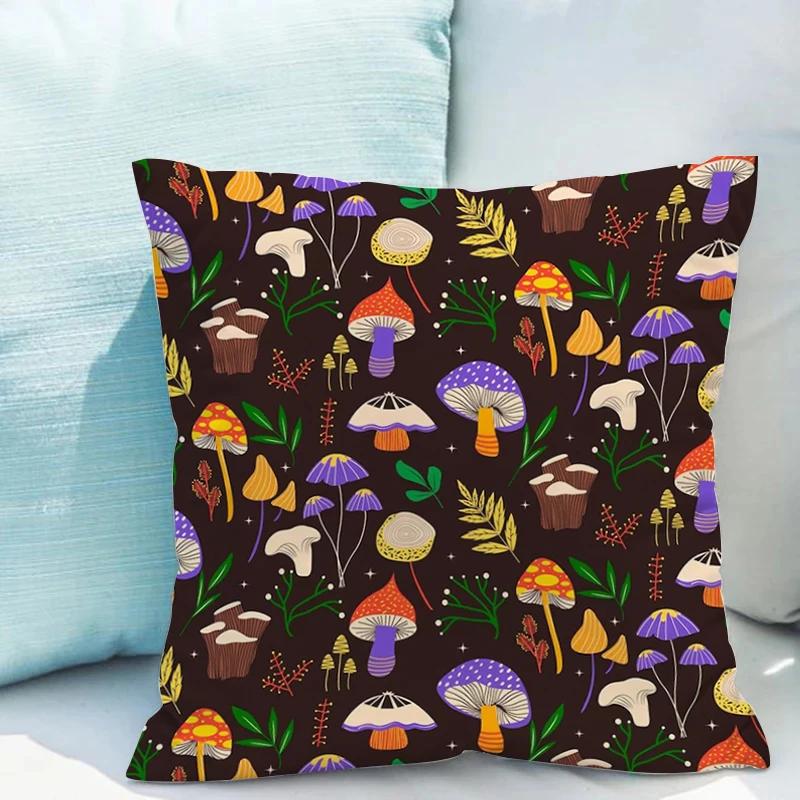 Bed Pillowcases for Pillows Fluorescent Mushroom Cushions Double-sided Printing Pillowcase 45*45 Cushion Covers 45x45 Cover Sofa