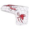 Putter cover head cover magnetic closure pin type spider embroidery black red white (white)