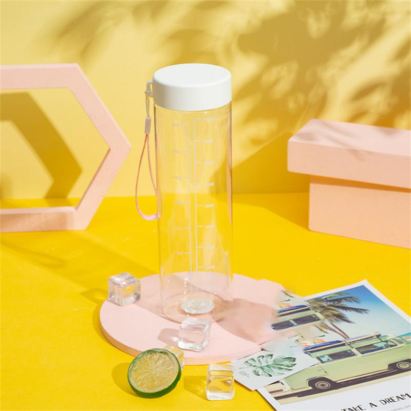 Zeitstempel Präzisionsskala Gewindebecher Mündungssiegel Auslaufsichere Tragbare Wasserflasche Sportbecher PC-Material. Mit Textur zum Mitnehmen