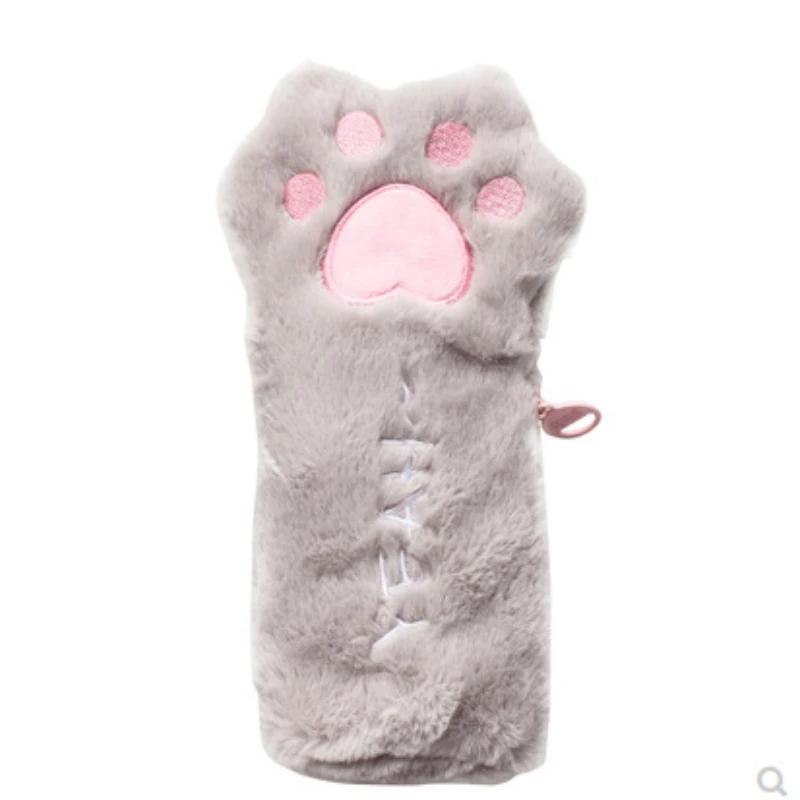 1 Pz Stile Autunno/Inverno Carino Zampa di Gatto Pelosa Astuccio di Peluche Kawaii Cancelleria per Studenti Borsa per Penne Forniture per il Rientro a Scuola per Ragazze