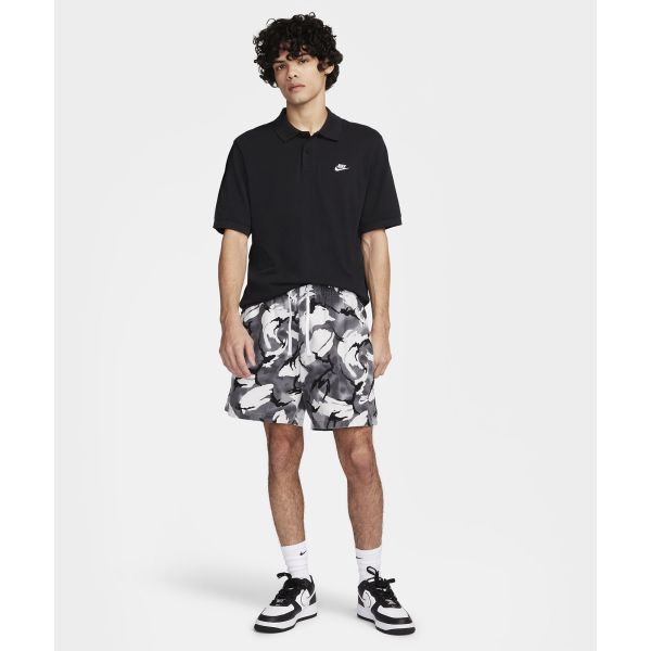 Nike Vereinslogo Bestickt Lässiges Strick Kurzarm Polo Herren Tops Schwarz FN3895-010