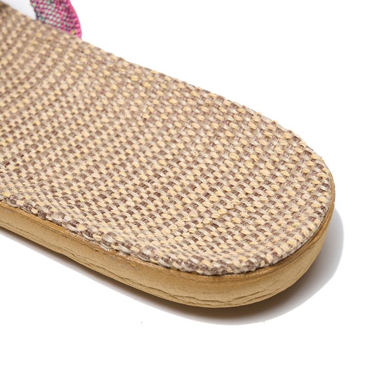 Übergröße Damen Hausschuhe Flache Sandalen Leinen Leicht Lässige Sommer Hausschuhe Damen für Zuhause Hausschuh