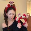 Lovely Red Plush Hairband for Women - Non-Slip Wide Design, Perfect for Washing Face, New Year & Christmas Headwear