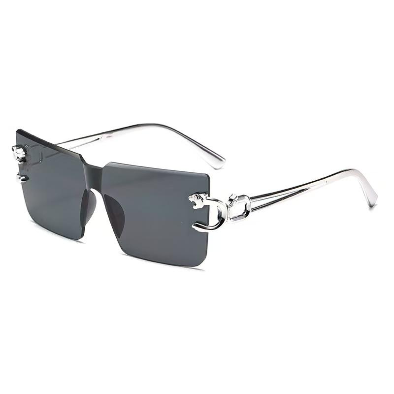New Arrival Rimless Sunglasses Square Rectangle Big Sun Glasses for Women Men Metal Frame Shades