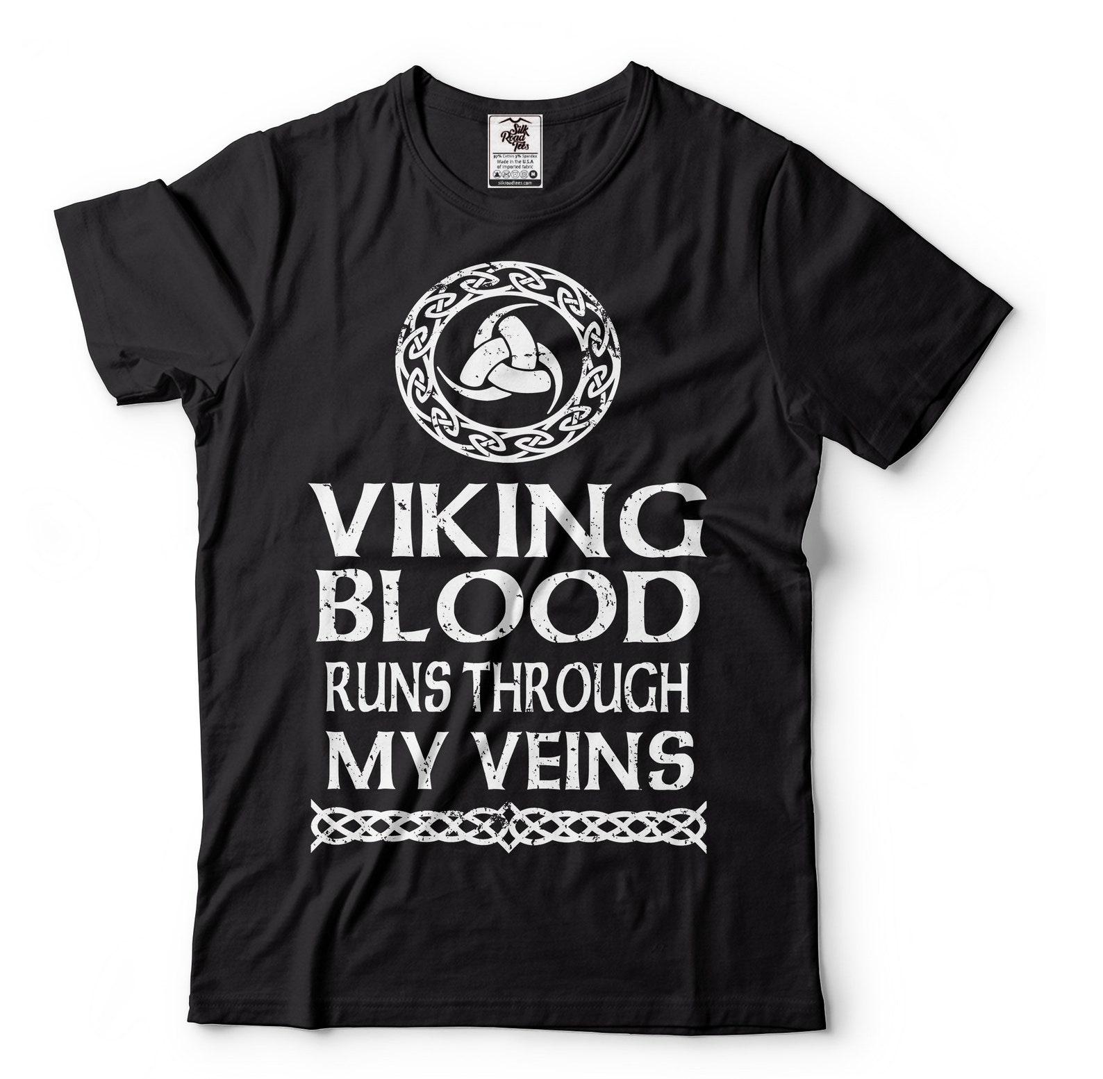Viking Blood Runs Through My Veins Shirt Viking DNA Shirt Viking Patriotic Shirt Viking Blood Shirt Viking Gift Tees For Him Her Dad Mom 2XL