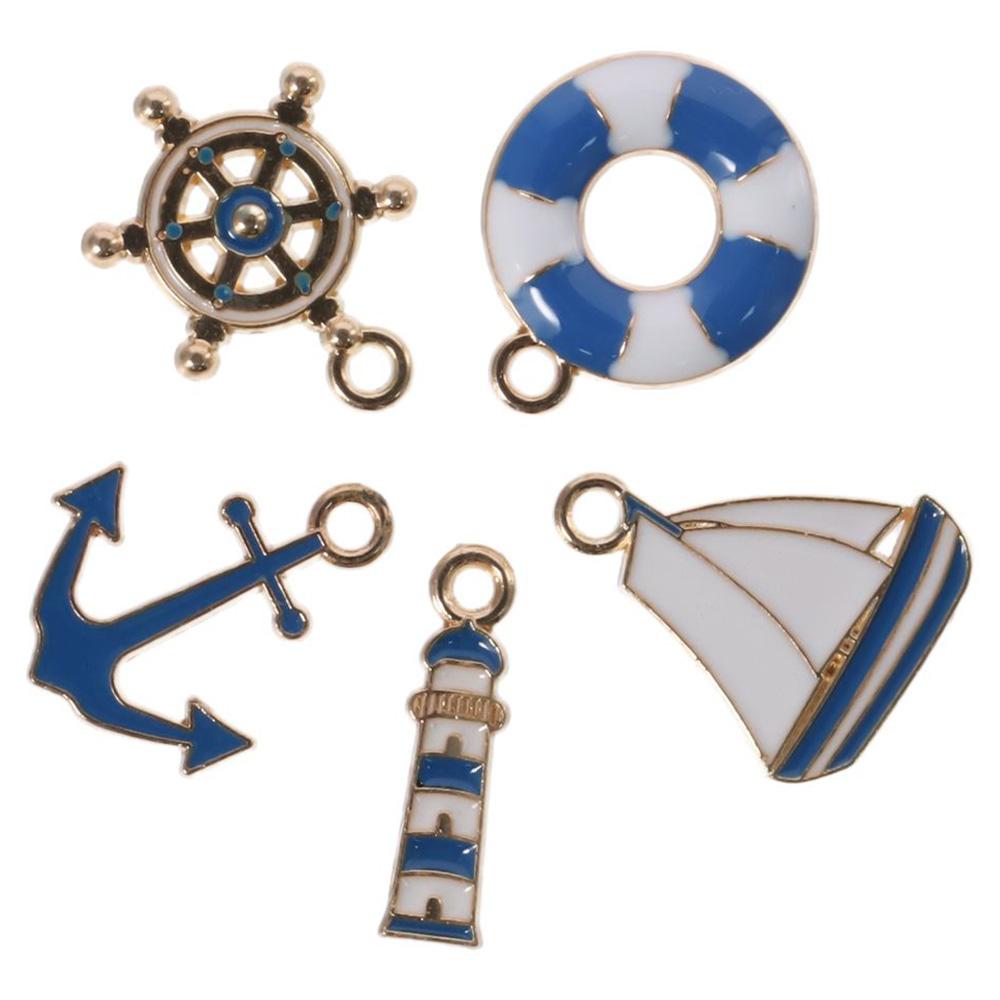 50pcs Alloy Ocean Themed Charm Pendants about 18mm in Length Rudder Boat Charms  for Crafting DIY