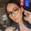 Color-Block Cat Eye TR90 Metal Anti-Blue Light Glasses with Retro Flat Lens - 2022 European & American Style