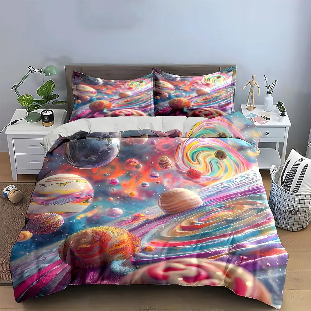 "Galaxy-Inspired Abstract Decor Set" Multiple sizes kid's and adults' bedroom Exquisite 3PC bedding set, gift