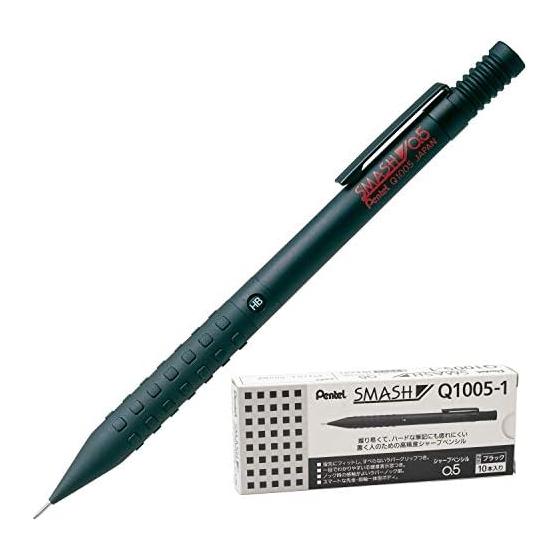 Pentel Smash Mechanical Pencil Q1005-1, 10-Pack, Low Center of Gravity, Rubber Grip, 4mm Sleeve, 0.5mm