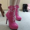 Sexy Single Boots Lace Up 15cm High Top Thin Heel 4CM Platform Ankle Short Unisex Plus Size Padlocks