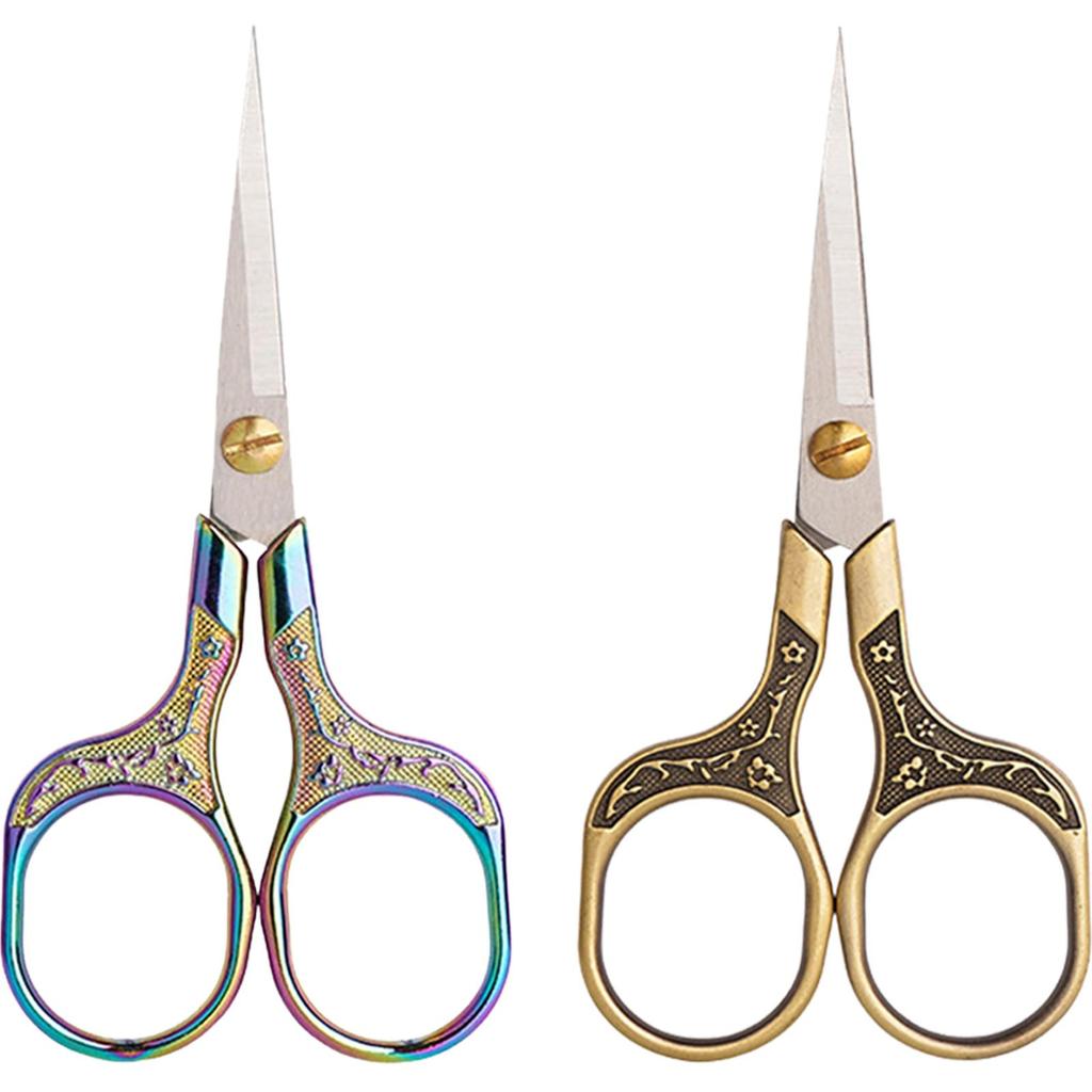2Pcs Metal Craft Scissors Sharp Pointed Tip Retro Scissors Multipurpose Vintage Sewing Scissors Ergonomic Handle Sewing Supplies