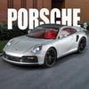 1/24 Porsche 911 Alloy Die-Cast Sports Car Model with Simulated Sound and Light, Collectible Toy Decoration, Gift for Boys