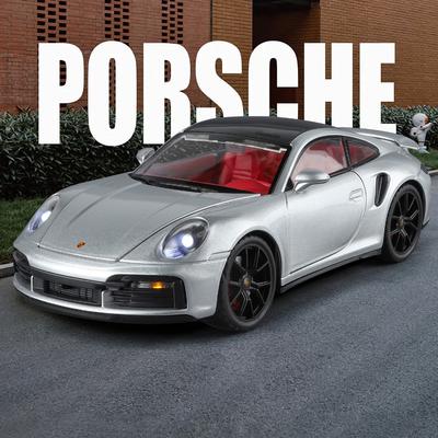 1/24 Porsche 911 Alloy Die-Cast Sports Car Model with Simulated Sound and Light, Collectible Toy Decoration, Gift for Boys