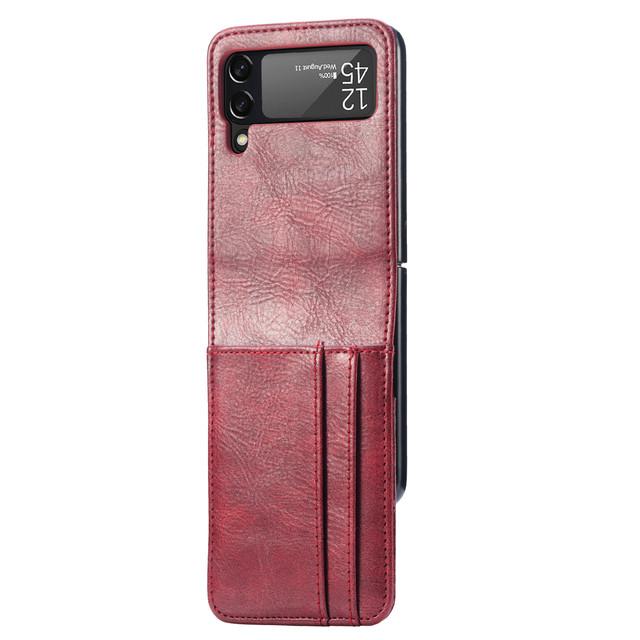

Plain Luxury Leather Wallet Cover Case For Samsung Galaxy Z Flip4 5g Flip 4 Flip3 Flip 3 Zflip4 Anti -Knock Phone Accessories for Samsung Z Flip 3 красный