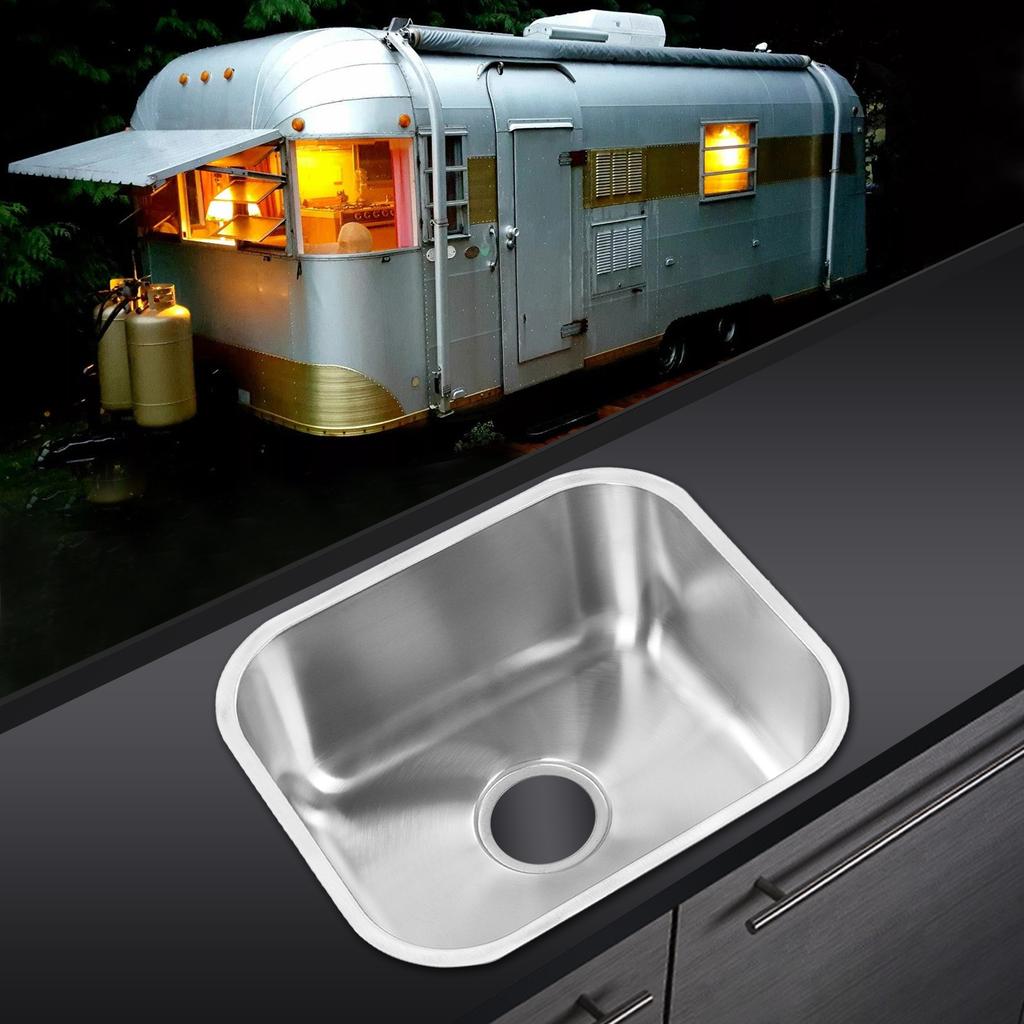 RV Sink Wash Basin Stainless Steel 430x370x180mm Rust Resistant Large Capacity for Camper Yacht Moto