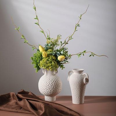 Vaso in Ceramica Bianco Stile Retrò Cinese Silenzioso Dispositivo per Fiori Secchi Idroponici Semplice Decorazione per Composizione Floreale da Hotel Ornamenti Morbidi Creativi