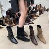 Vintage Suede Khaki Short Boots Women's Boots Boots Niche Design Western Pile Boots Knight Boots