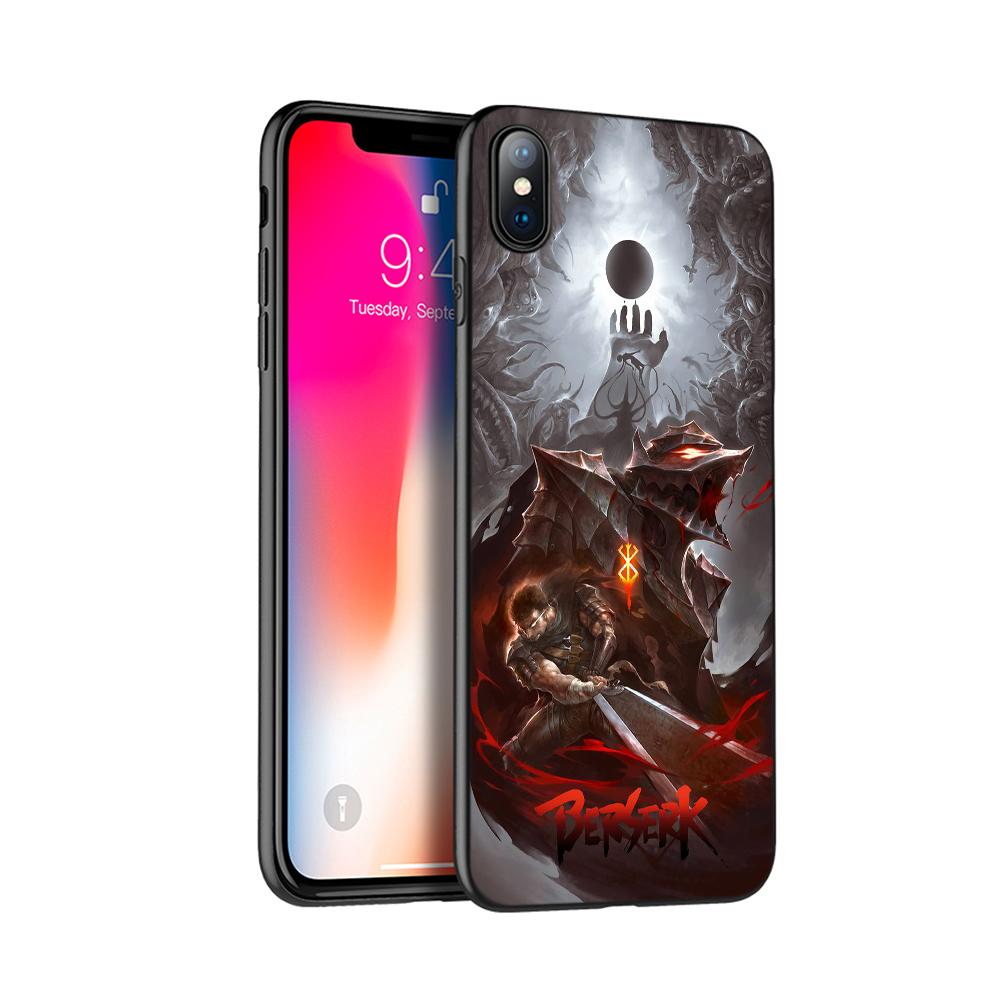 Black Tpu Case for Iphone 5 5s SE 2020 6 6s 7 8 Plus X 10 Case Cover for Iphone XR XS 11 Pro MAX Case Berserk Guts Anime Cool