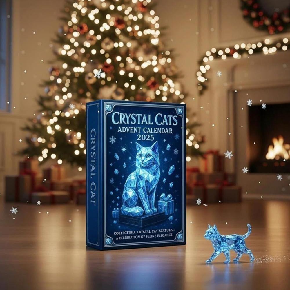 Med Mini kattfigurer Kristallkatt Juladventskalender 2D Akryl Design Julgransdekoration