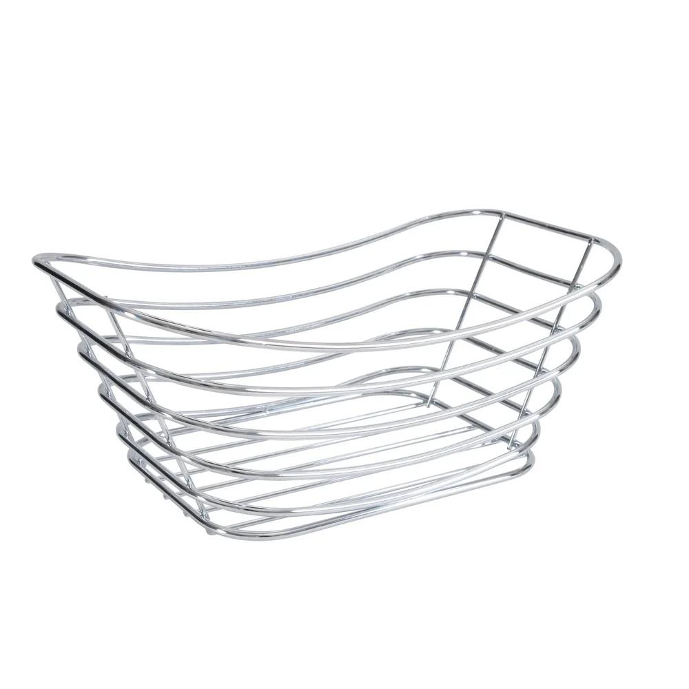 Metal Frame Wire Storage Basket Chrome Steel Towel Basket Bathroom Kitchen Organization with Handles Modern Design 12x75x51in