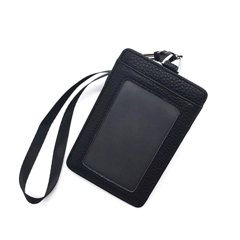 

Custom Name ID Badge Card Holder Luxury Leather Business Men Work Neck Strap Cardholder DIY Initials Women Office Card Case чёрный