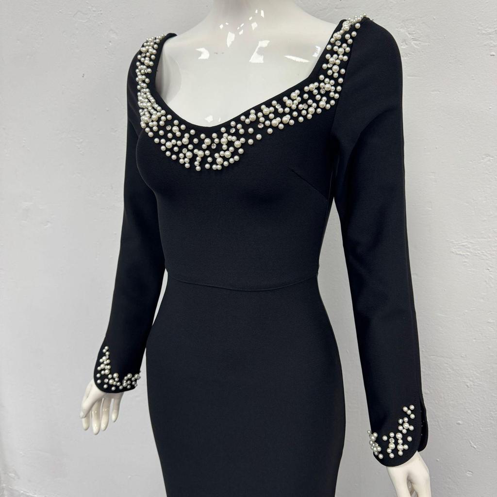 Elegant Beaded Evening Gown - European & American Style for Socialites