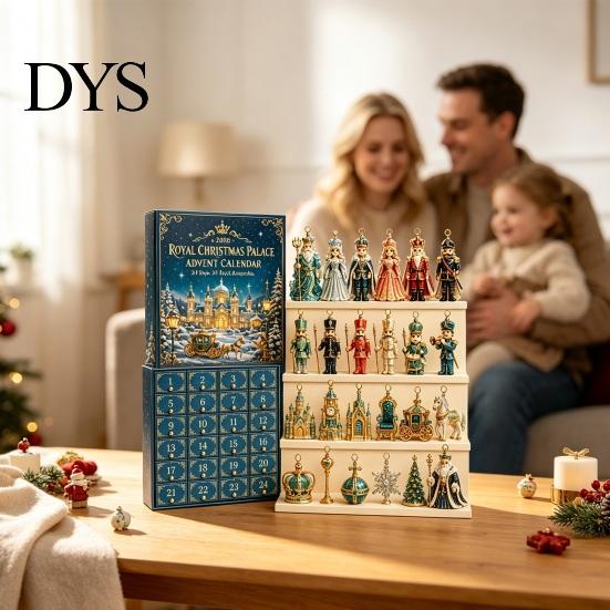 Acrylic Christmas Decoration Nutcracker Advent Calendar 2026, 24 Day Countdown Box with 2D Surprise Gift for Flat Pendants, Festive Tree Hanging