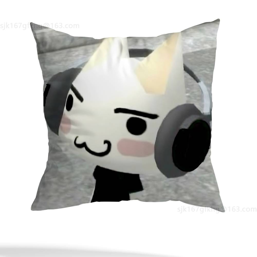 

Cartoon Toro Inoue Cat Pillow Case Anti-dustmite Pillowcase Invisible zipper silky short plush Sofa cushion cover 12x12Inch