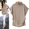 Women's Fashion Casual Summer Spring Solid Color Print Short Sleeve Half Turtleneck Blouses & Shirts