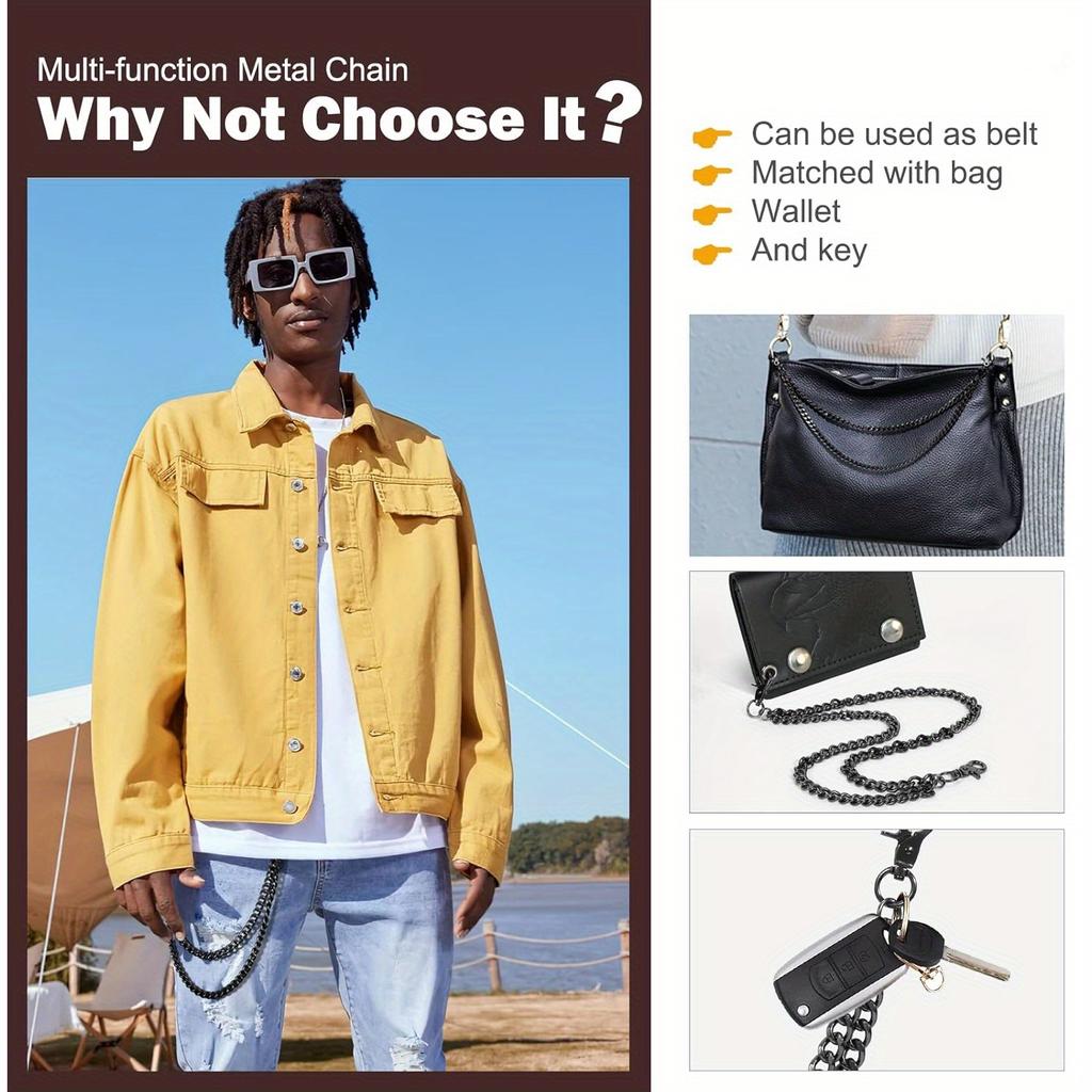 Punk Bag Chain Wallet Chain for Men Women Long Pocket Keychain with Lobster Clasps for Keys Bags