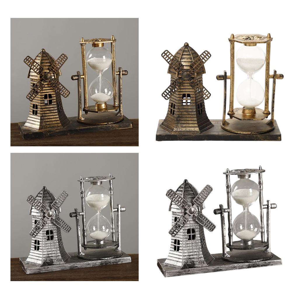 Retro Style Hourglass Sand Timer Sandglass Centerpiece Statue Sculpture Ornaments for Desk Bedroom Book Shelf Decorations
