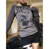 Japanese Y2k Style T Shirts Women Off Shoulder Grunge 90s Cotton Graphic Tops Vintage Harajuku Aesthetic Long Sleeve Tees