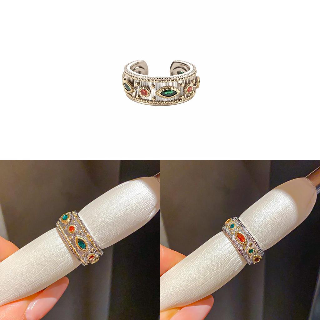 Copper Zircon Stone Vintage Ring With Geometric Design For Ladies Vintage Fashion
