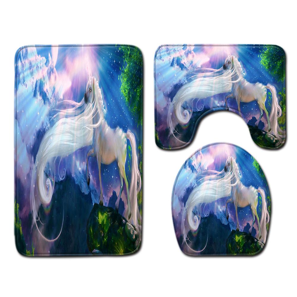 

Unicorn Bathroom Floor Mat Toilet Three-Piece Set 45cmx75cm