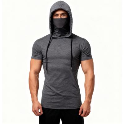 Summer Men's Hooded Sweatwear Casual Short Sleeve Loose T-Shirt Solid Color Lightweight Hoodie Fitness Breathable Tops