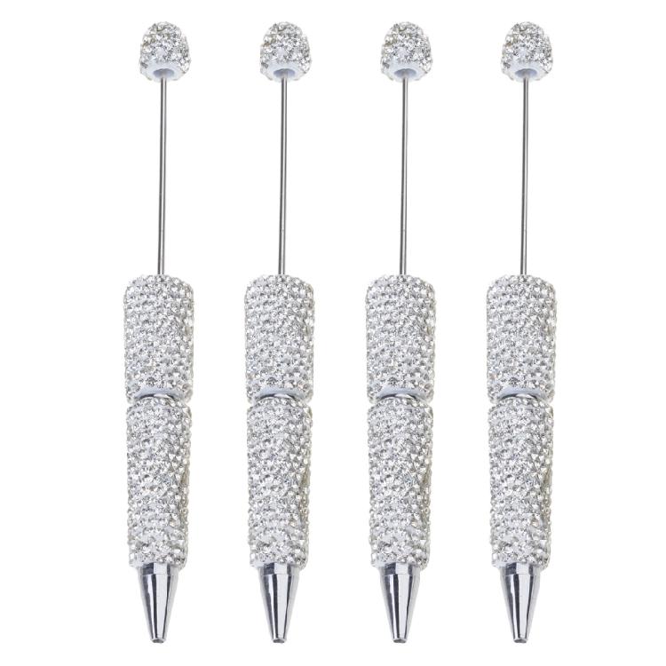 4 Pcs Beadable Ballpoint Pen 1.0mm Bead Pen Smooth Writing Pen Rhinestones Signature Pen Bead Rollerball Pen белый