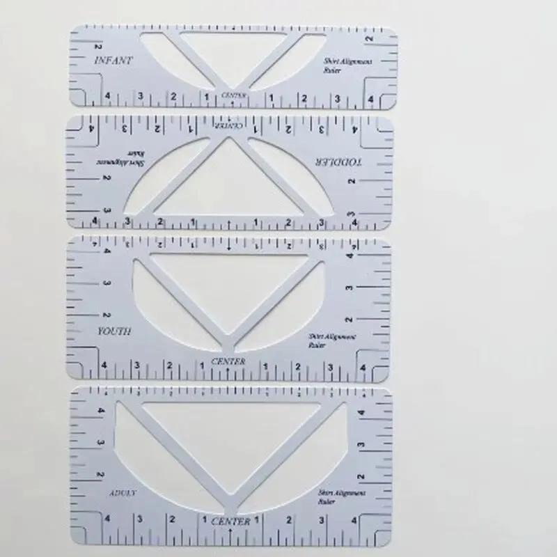 4 Pcs T Shirt Alignment Ruler Transparent Acrylic Alignment Graphics Ruler for Clothes Front Back Measurement Sewing Guide Tool